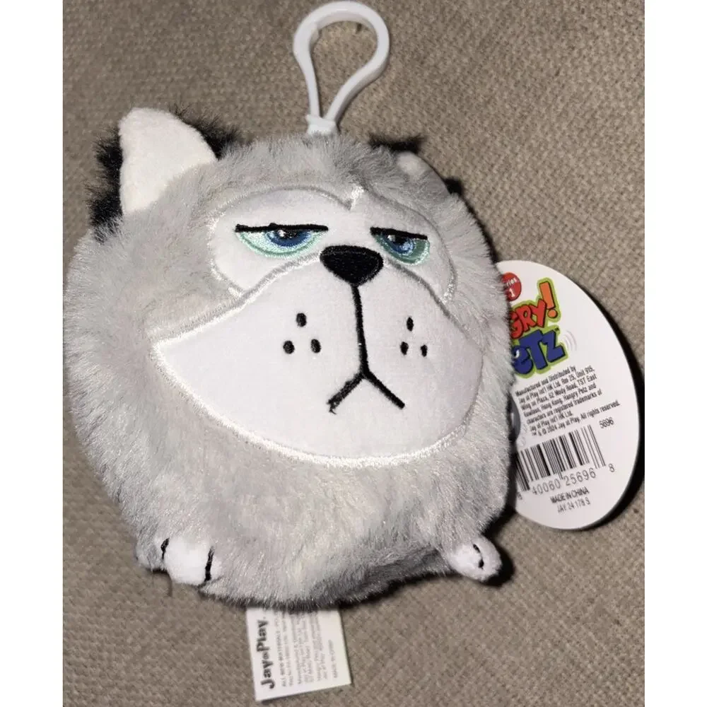 Hangry Petz Bag Key Chain Series 1 ~ Cooper The Gray Cat Plush By Jay Play Grump